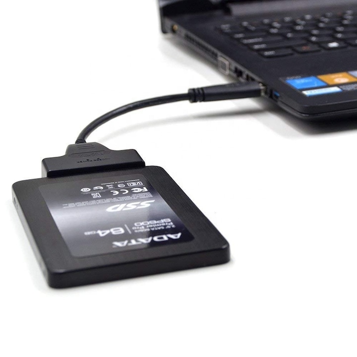 USB 3.0 - SATA Adapter, Átalakító kábel Merevlemezhez (HDD) vagy SSD-hez, 20 cm-es kábellel