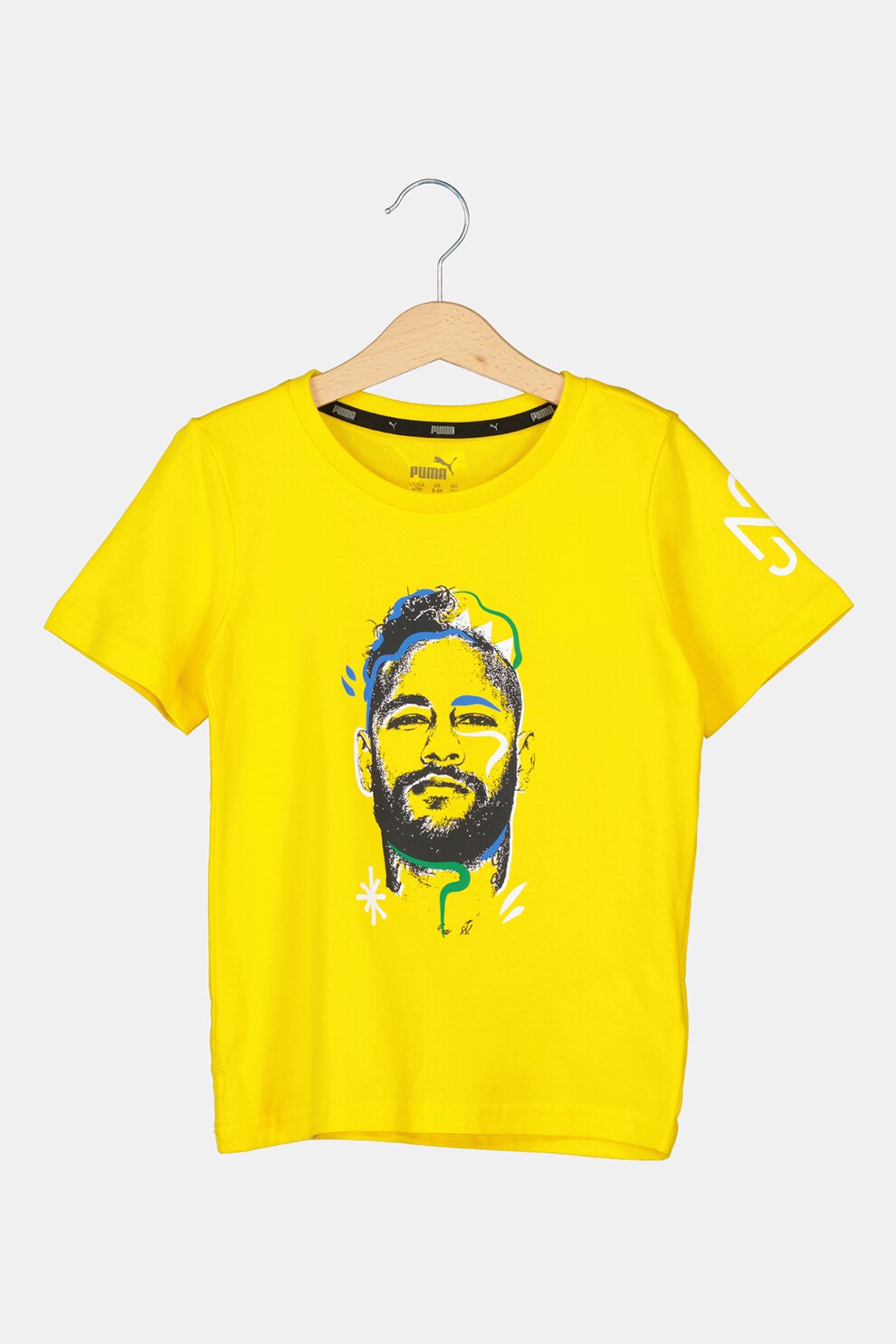 Puma, Tricou de bumbac cu imprimeu Neymar Jr, Galben/Negru/Albastru