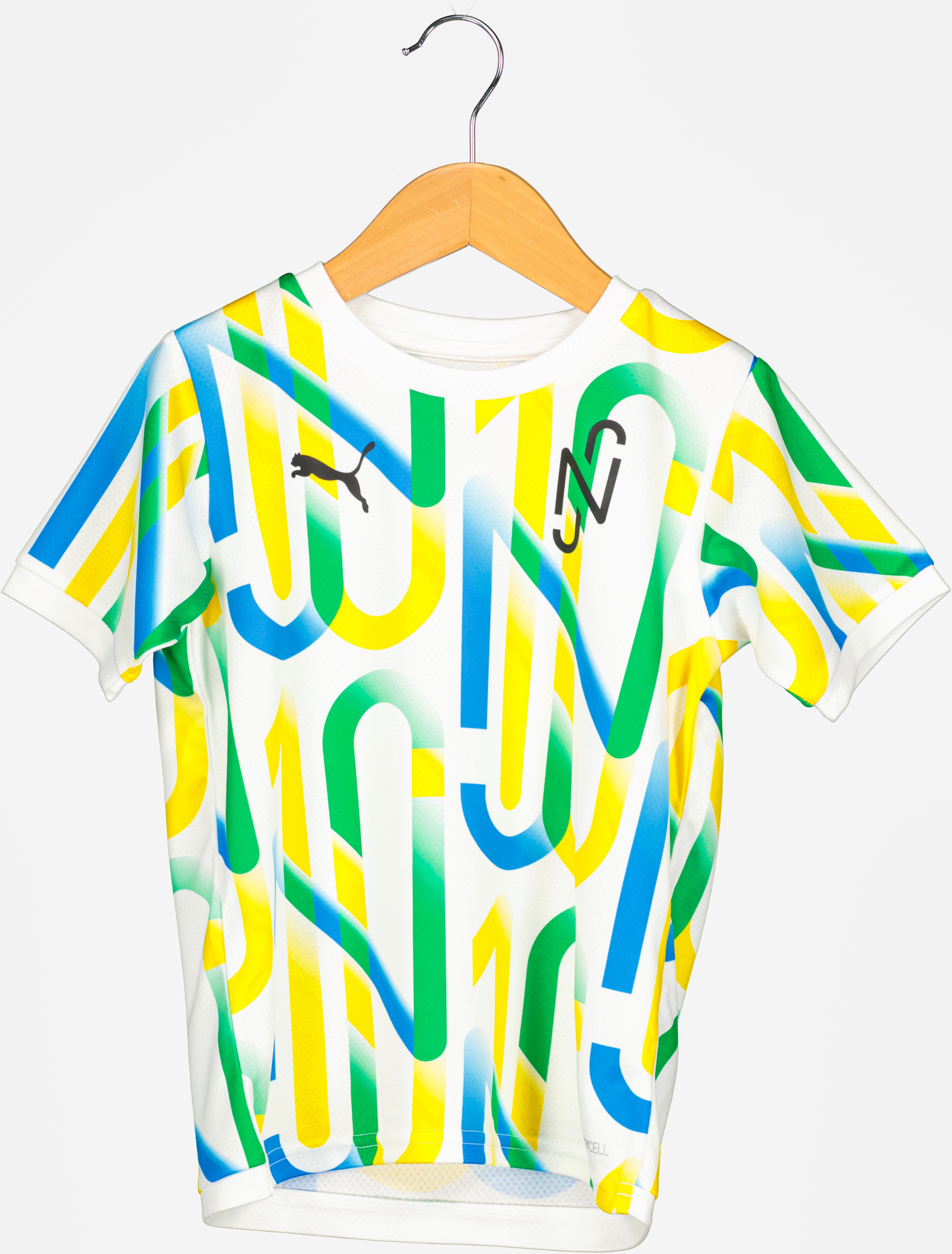 Puma, Tricou cu imprimeu pentru antrenament, Alb/Galben/Verde