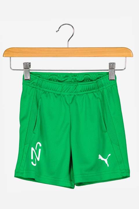 Puma, Спортен къс панталон DryCell с лого, Бял/Морско зелено