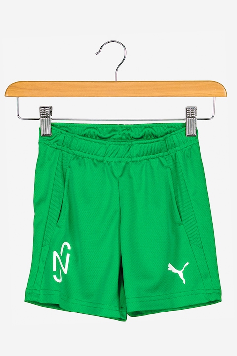 Puma, Спортен къс панталон DryCell с лого, Бял/Морско зелено, 164 CM