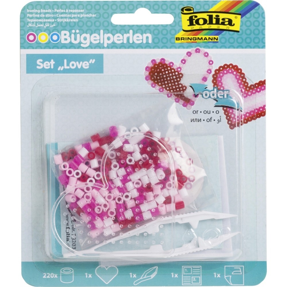Set creativ Love, cu margele de calcat si suport inimioara, Folia