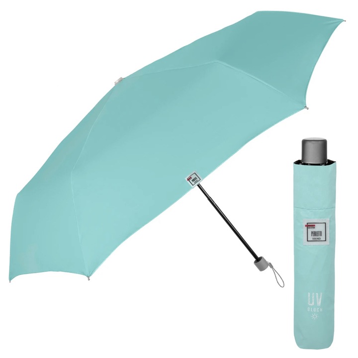 Дамски неавтоматичен ултралек чадър Perletti Trend 20306, Бледосин