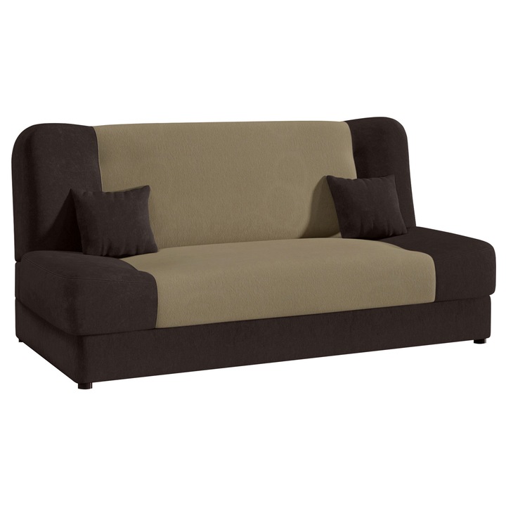 Canapea extensibila Mario, MIRJAN24, tesatura maro + bej, 195x87x86 cm