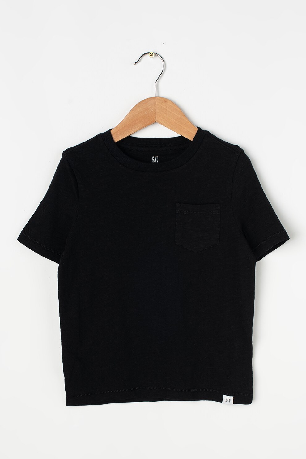 GAP, Tricou cu decolteu la baza gatului si buzunar pe piept, Negru