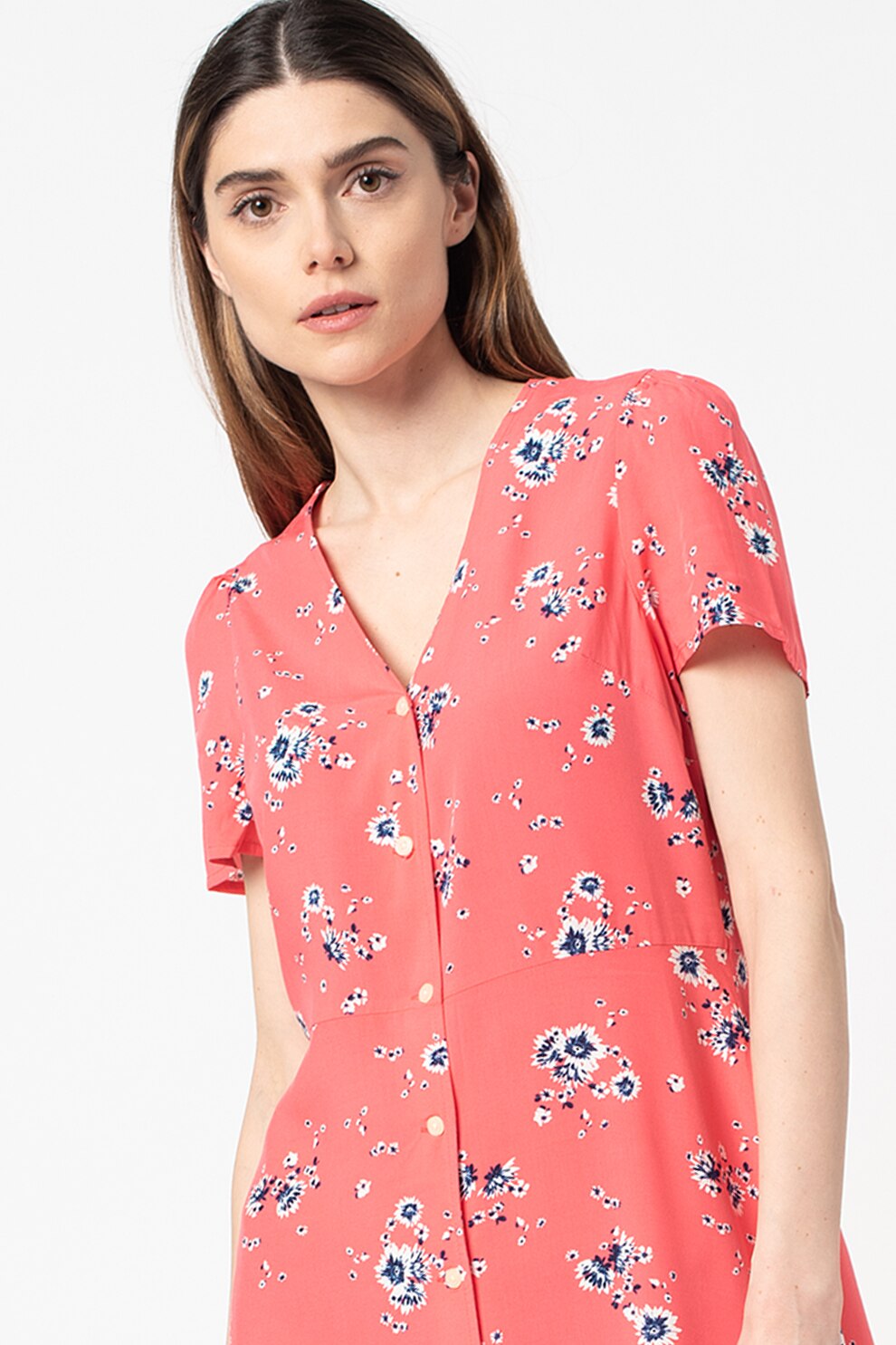GAP, Rochie midi cu model floral, Corai