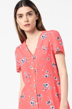 GAP, Rochie midi cu model floral, Corai GAP, Rochie midi cu model floral, Corai