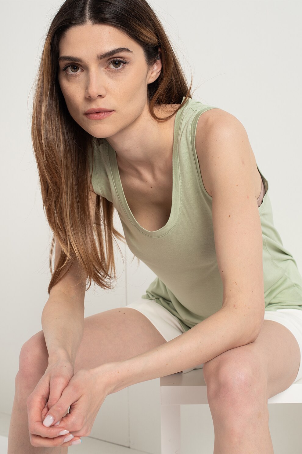 GAP, Top cu terminatie rotunjita, Verde pal, XS