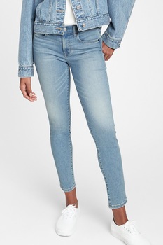 GAP, Blugi skinny, Bleu/Alb GAP, Blugi skinny, Bleu/Alb