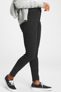 GAP, Blugi cu talie inalta, Negru stins GAP, Blugi cu talie inalta, Negru stins