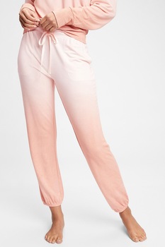 GAP, Pantaloni sport din amestec de modal cu snur in talie, Roz piersica/Alb