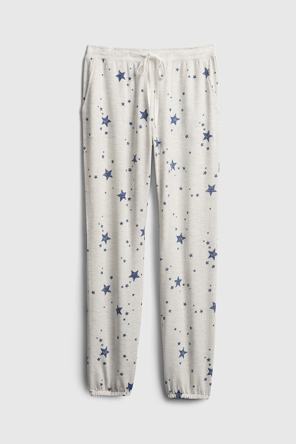 GAP, Pantaloni sport din amestec de modal cu snur in talie, Alb prafuit/Indigo