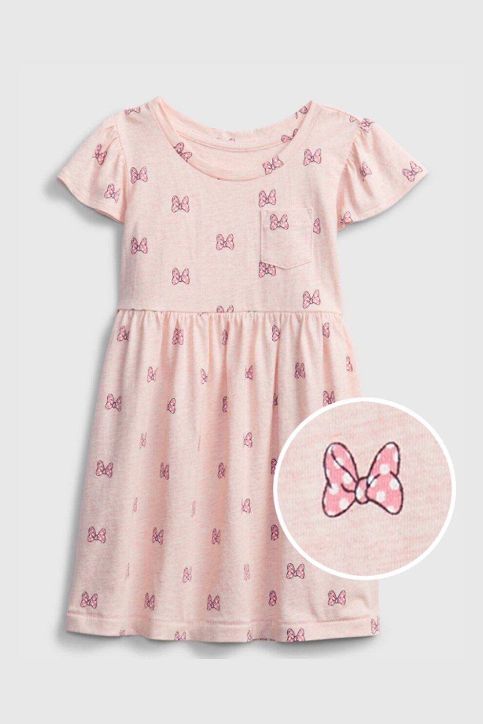 GAP, Rochie evazata de jerseu cu maneci tip aripioara, Roz piersica/Roz/Alb