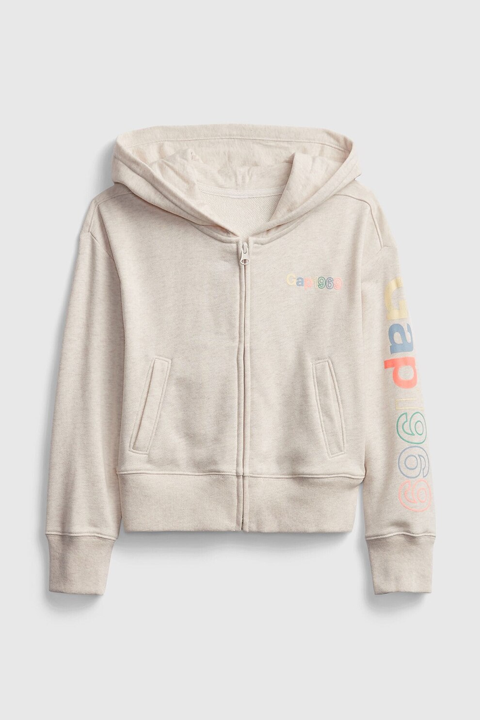 GAP, Hanorac cu fermoar si model tie-dye, Crem