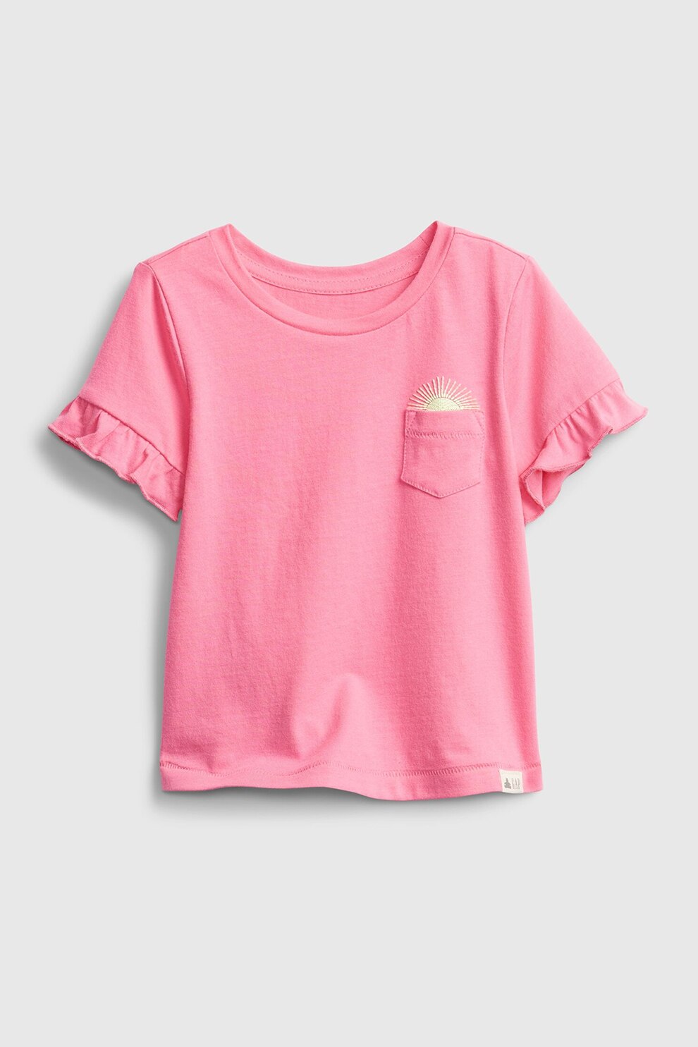 GAP, Tricou cu decolteu la baza gatului si buzunar pe piept, Fucsia