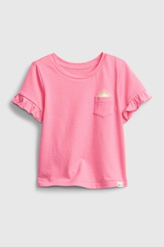 GAP, Tricou cu decolteu la baza gatului si buzunar pe piept, Fucsia GAP, Tricou cu decolteu la baza gatului si buzunar pe piept, Fucsia