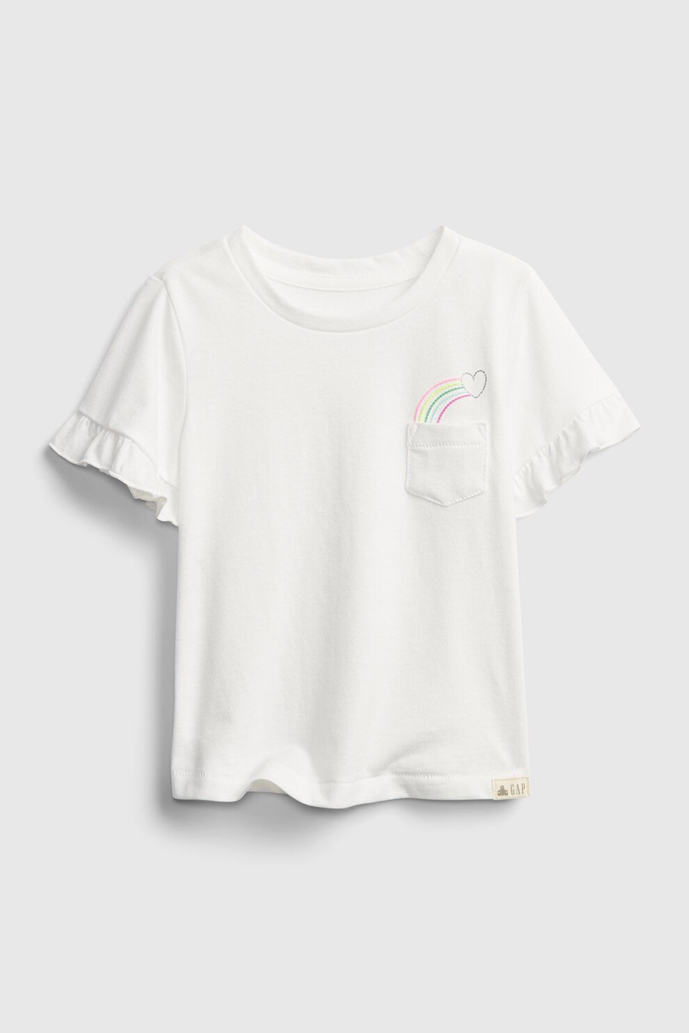 GAP, Tricou cu decolteu la baza gatului si buzunar pe piept, Alb optic