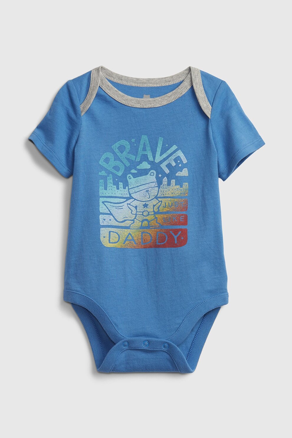 GAP, Body de bumbac organic cu maneci scurte, Albastru/Rosu/Galben, 50 CM