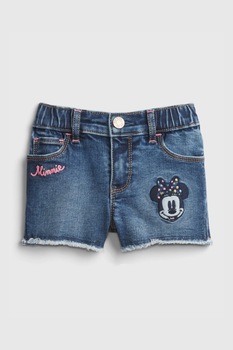 GAP, Pantaloni scurti din denim cu soricel brodat, Bleumarin/Alb/Roz GAP, Pantaloni scurti din denim cu soricel brodat, Bleumarin/Alb/Roz