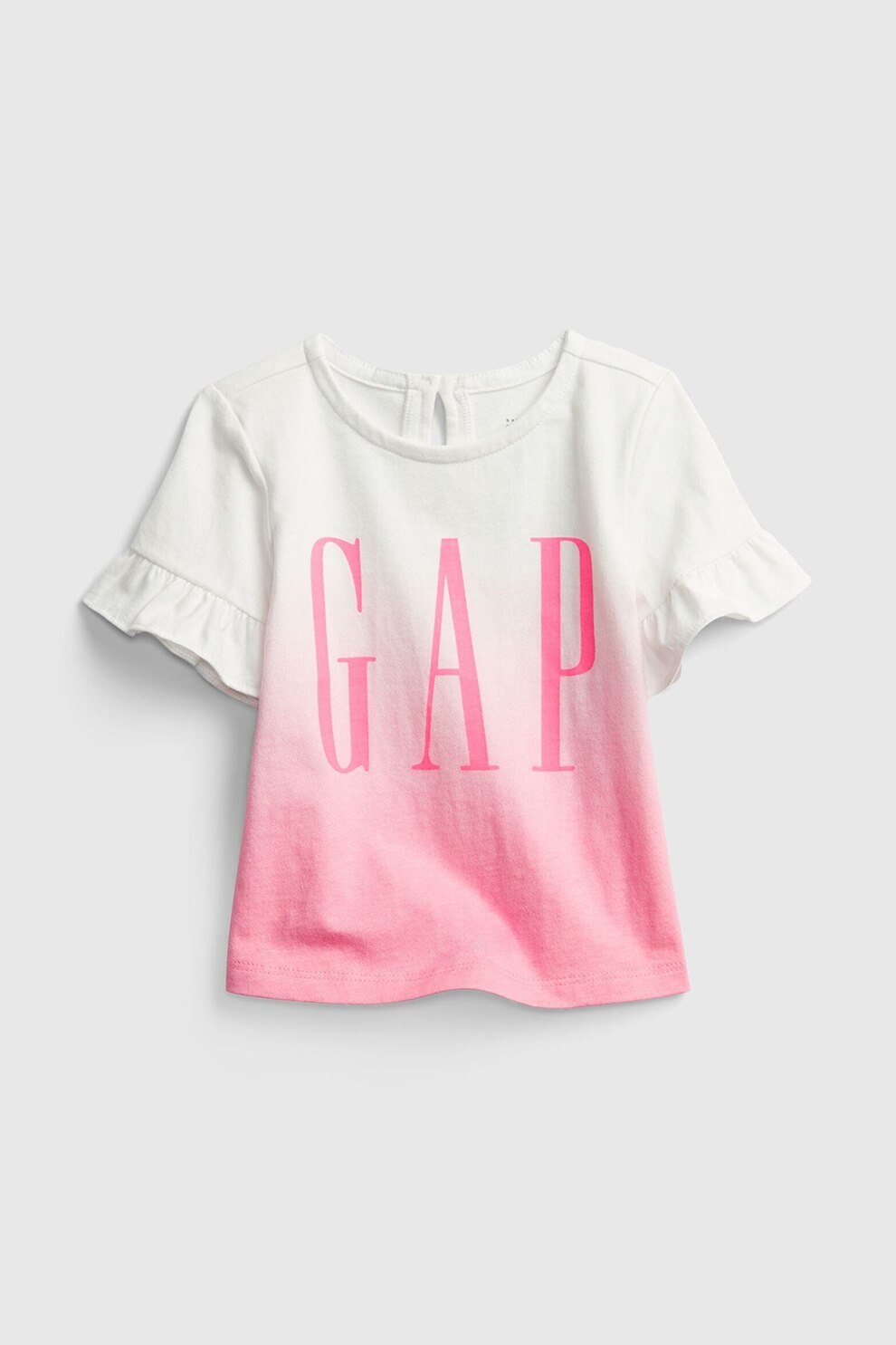 GAP, Tricou cu imprimeu logo, Alb/Roz aprins