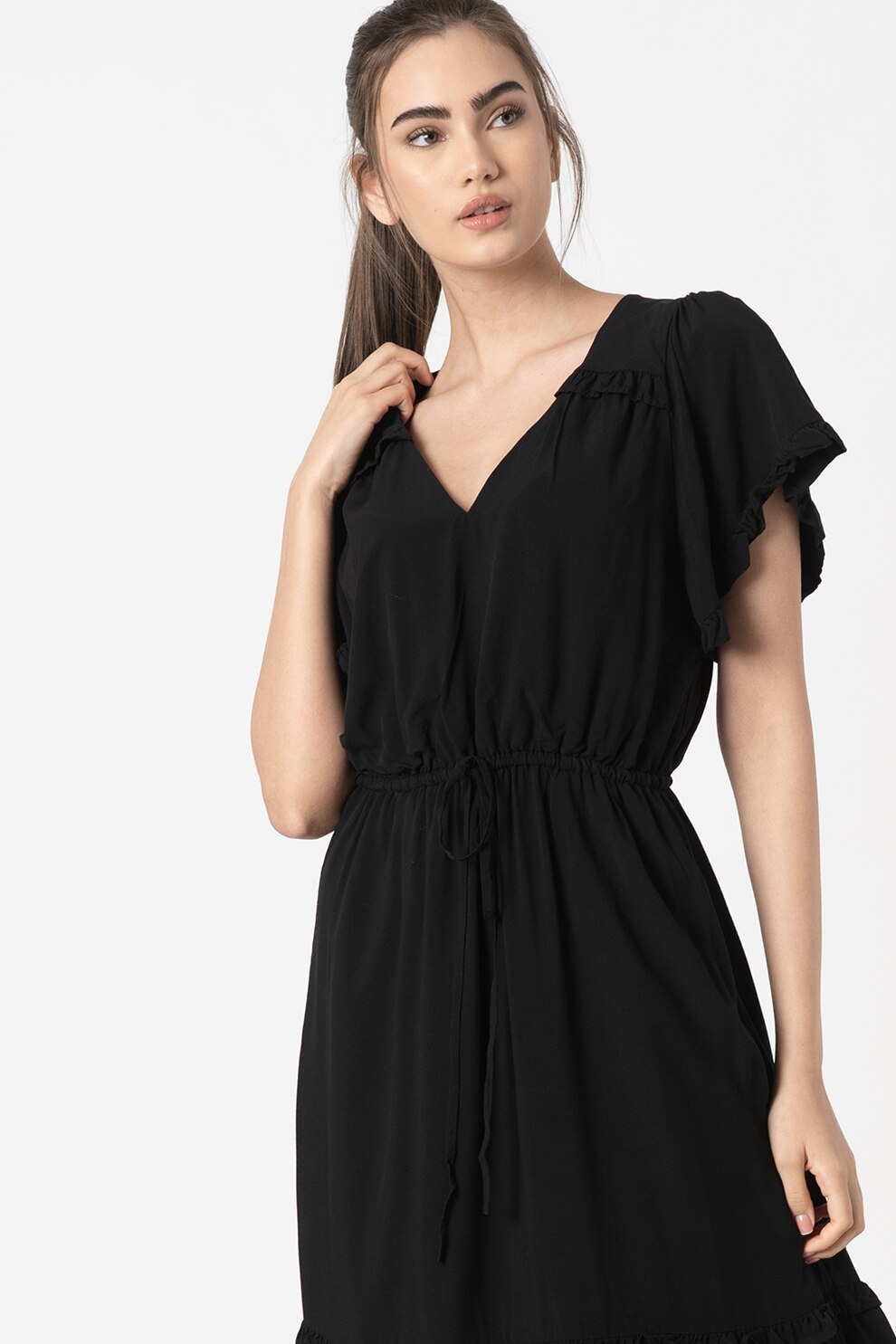 GAP, Rochie evazata cu decolteu in V, Negru