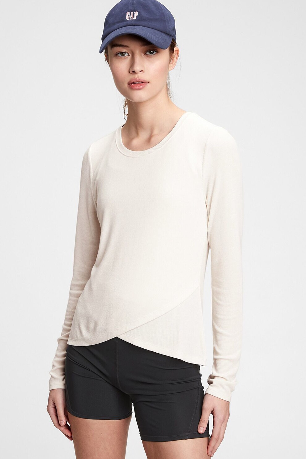GAP, Bluza din amestec de modal cu design petrecut, Alb prafuit