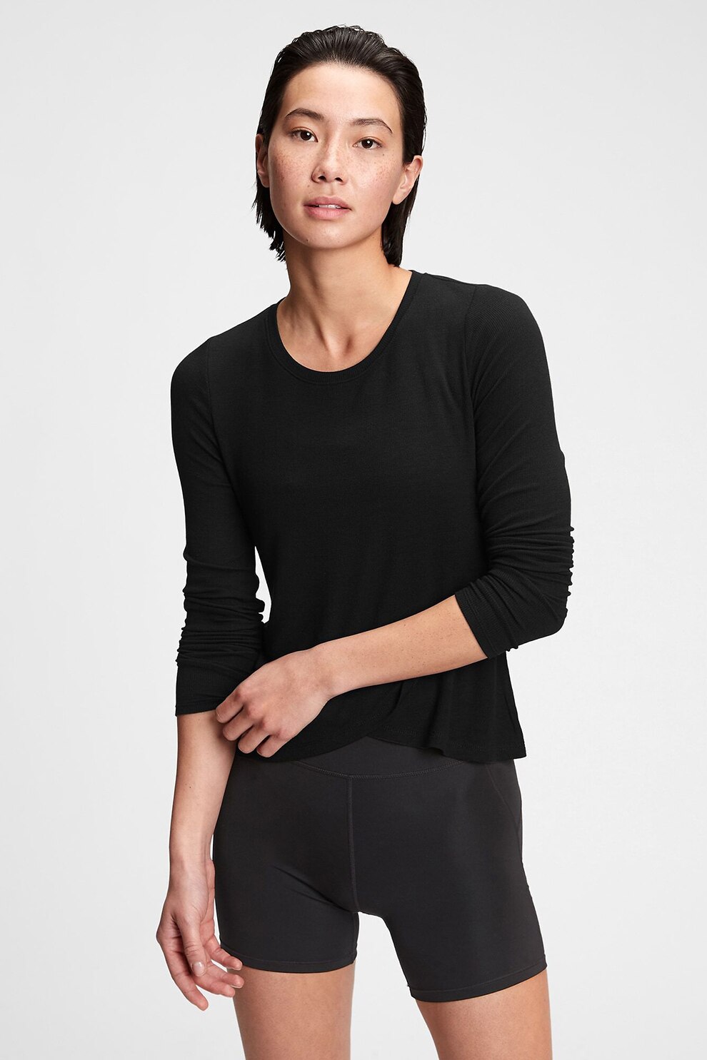 GAP, Bluza din amestec de modal cu design petrecut, Negru