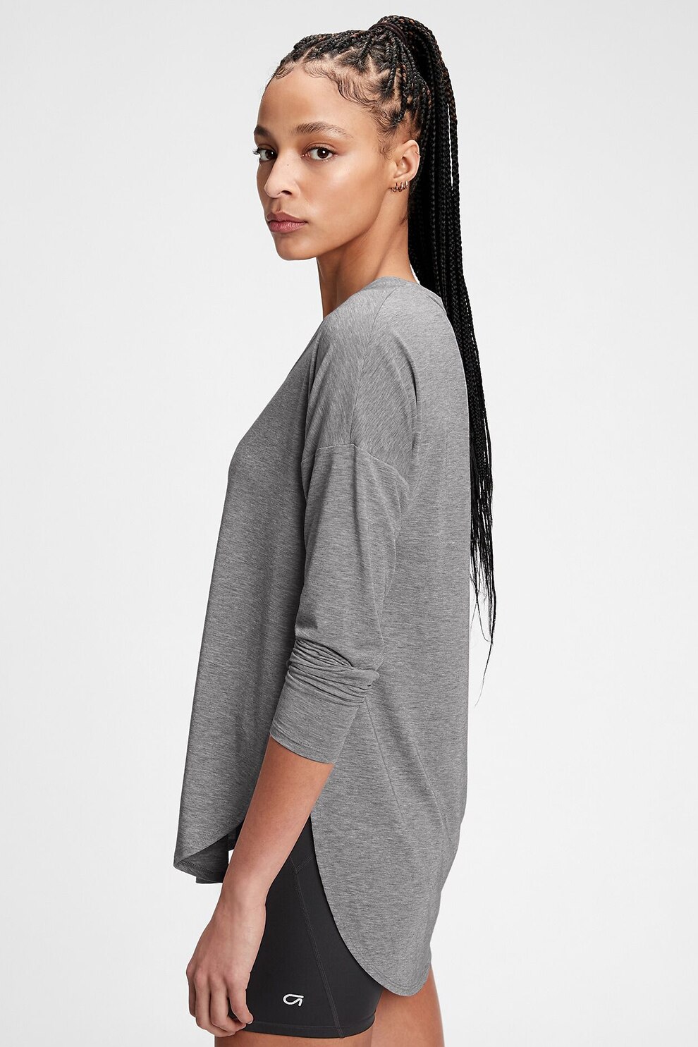 GAP, Bluza cu terminatie asimetrica, Gri inchis melange