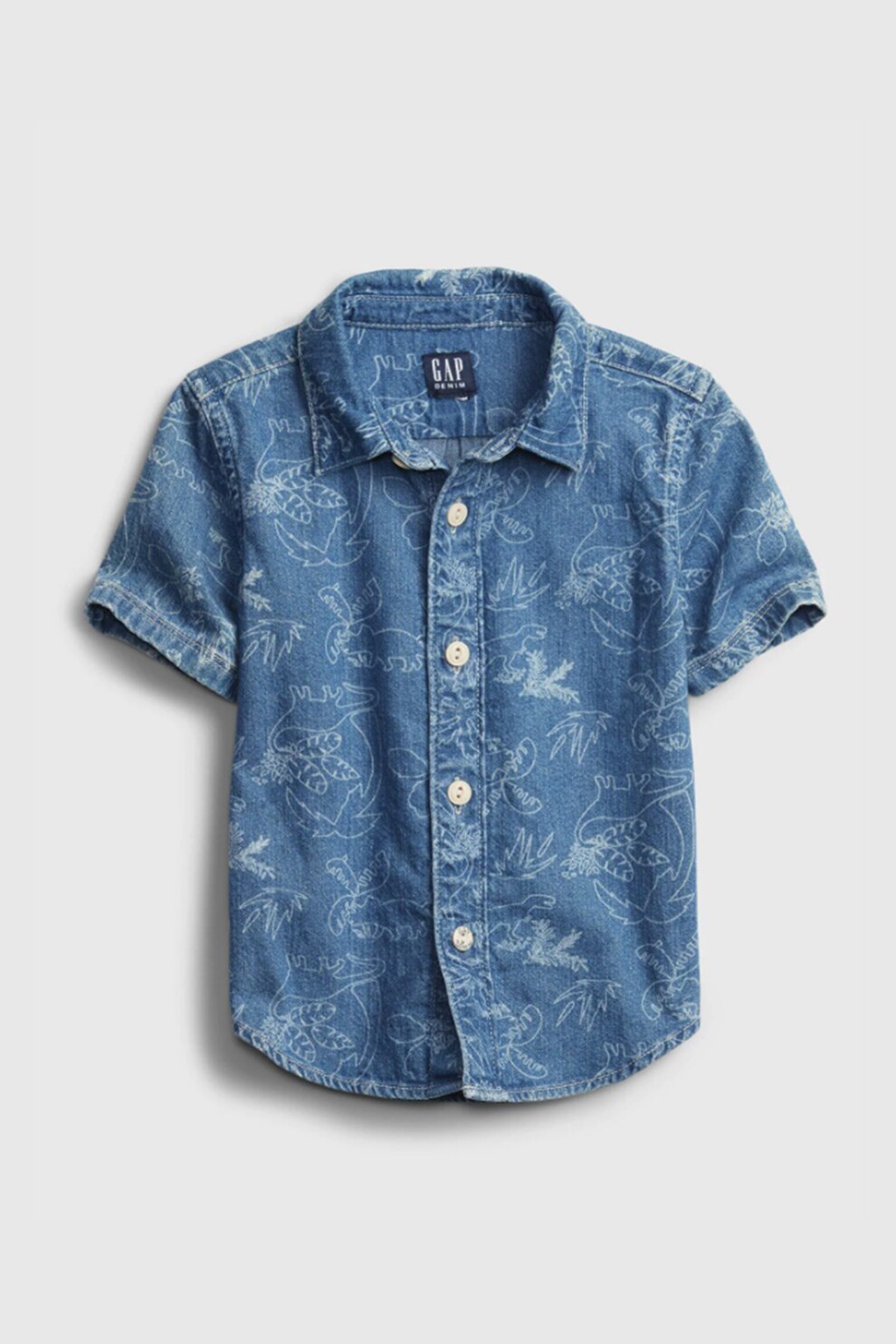 GAP, Camasa din denim cu model grafic, albastru inchis/alb