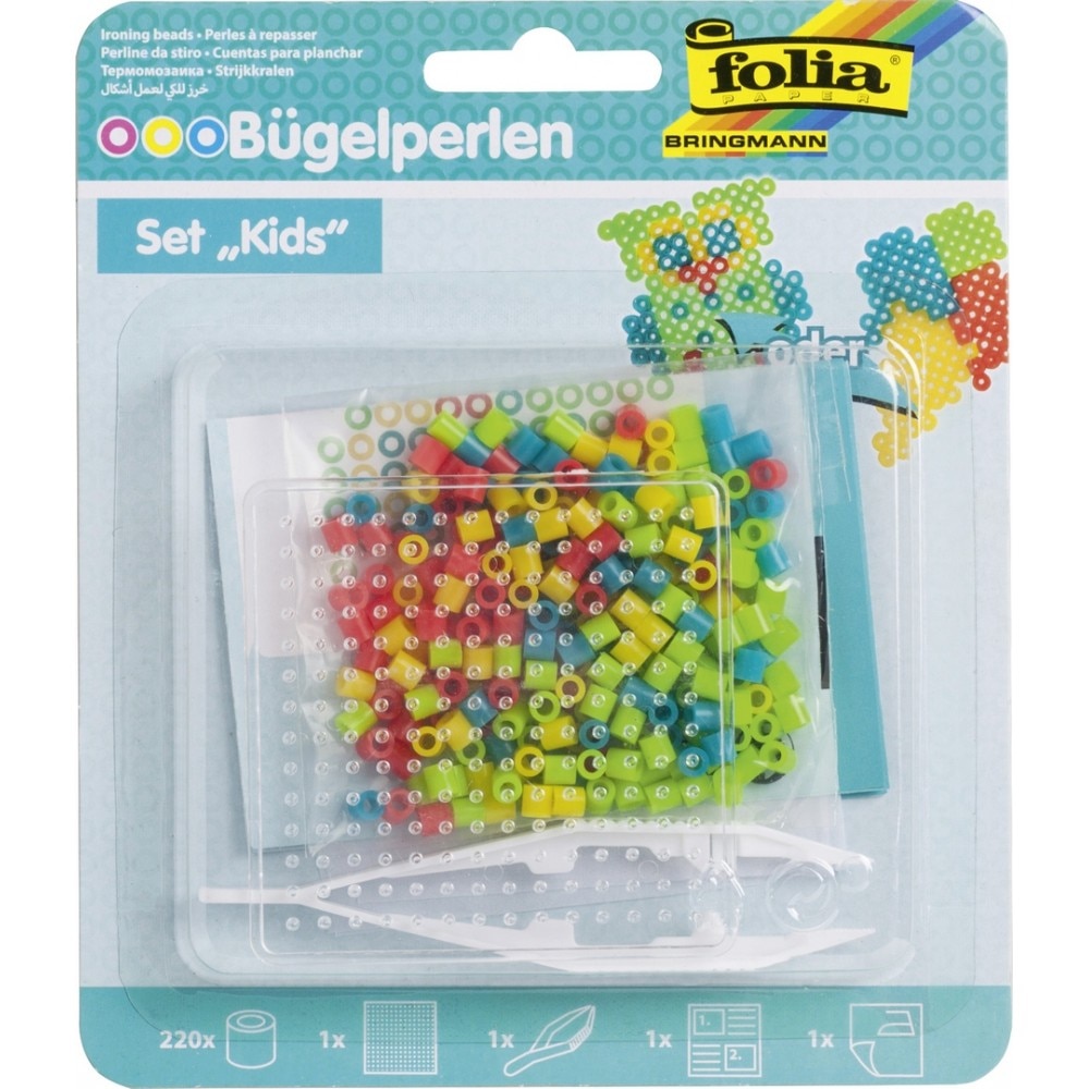 Set creativ Kids, cu margele de calcat si suport patrat, Folia