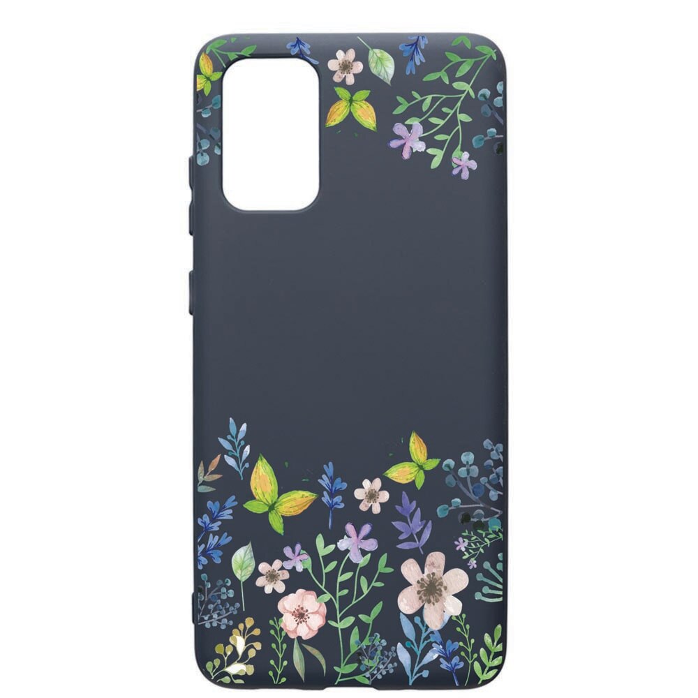 Husa Premium Silicon Compatibila Cu Samsung Galaxy S20 Plus, Butterfly-Flowers, cu interiorul din material textil, protectie camera, Alaskan Blue, PAB95