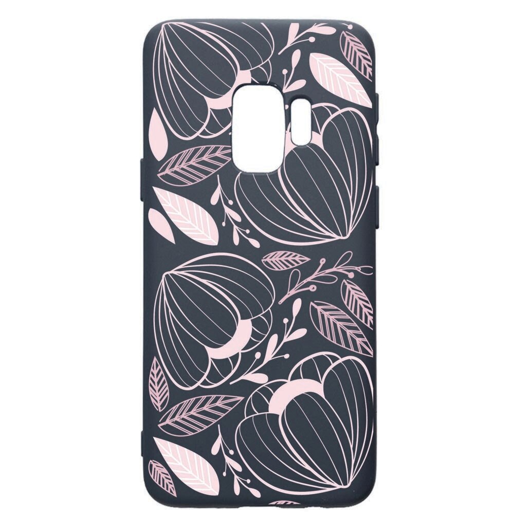 Husa Premium Silicon Compatibila Cu Samsung Galaxy S9, Pink Flowers, cu interiorul din material textil, protectie camera, Alaskan Blue, PAB113