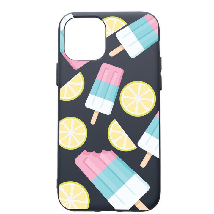 Husa Premium Silicon Compatibila Cu Apple IPhone 12, Ice Cream, cu interiorul din material textil, protectie camera, Alaskan Blue, PAB65