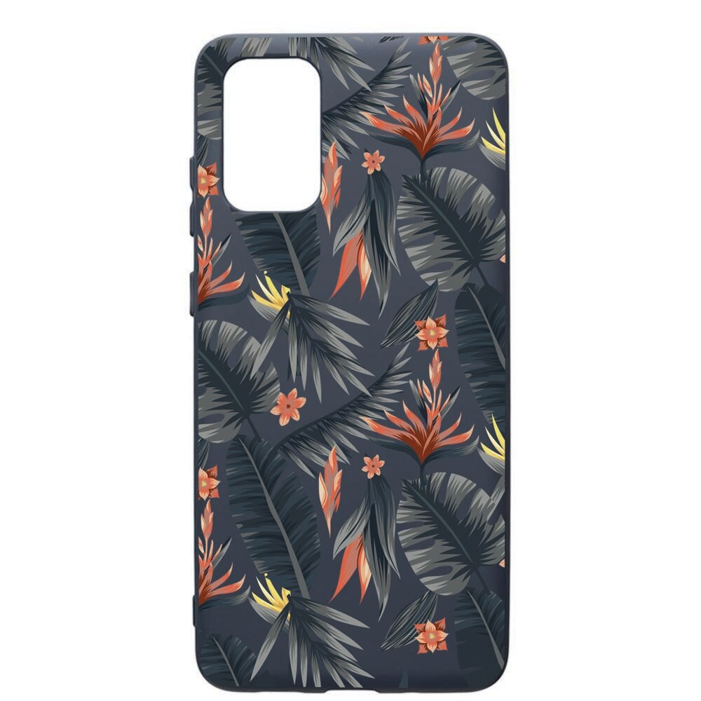 Husa Premium Silicon Compatibila Cu Samsung Galaxy S20 Plus, Tropical Pattern, cu interiorul din material textil, protectie camera, Alaskan Blue, PAB88