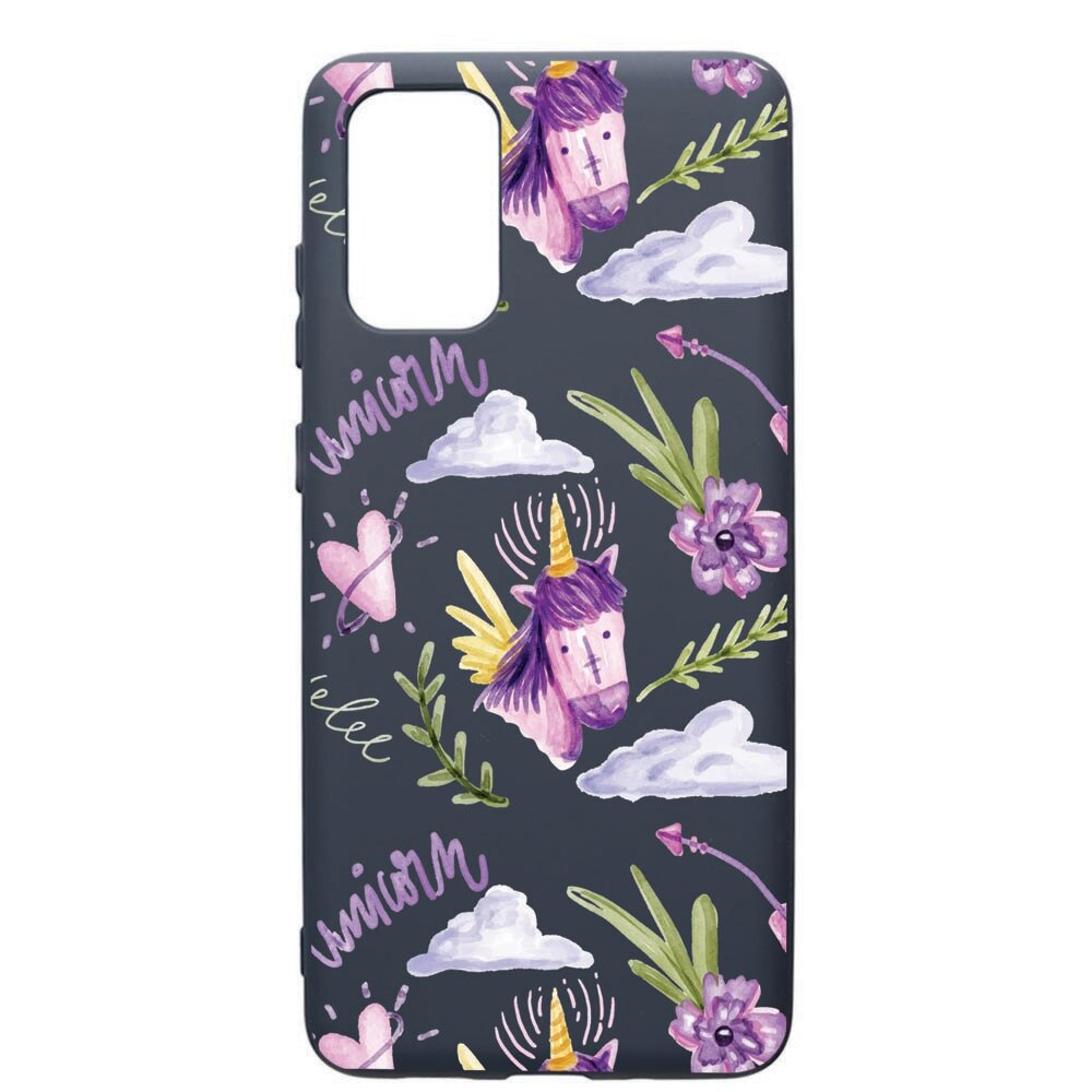 Husa Premium Silicon Compatibila Cu Samsung Galaxy S20 Plus, Unicorn Pattern, cu interiorul din material textil, protectie camera, Alaskan Blue, PAB89