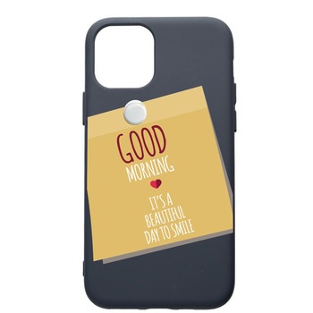 Husa Premium Silicon Compatibila Cu Apple IPhone 12 Mini, Sticker Good Morning, cu interiorul din material textil, protectie camera, Alaskan Blue, PAB48 Husa Premium Silicon Compatibila Cu Apple IPhone 12 Mini, Sticker Good Morning, cu interiorul din material textil, protectie camera, Alaskan Blue, PAB48