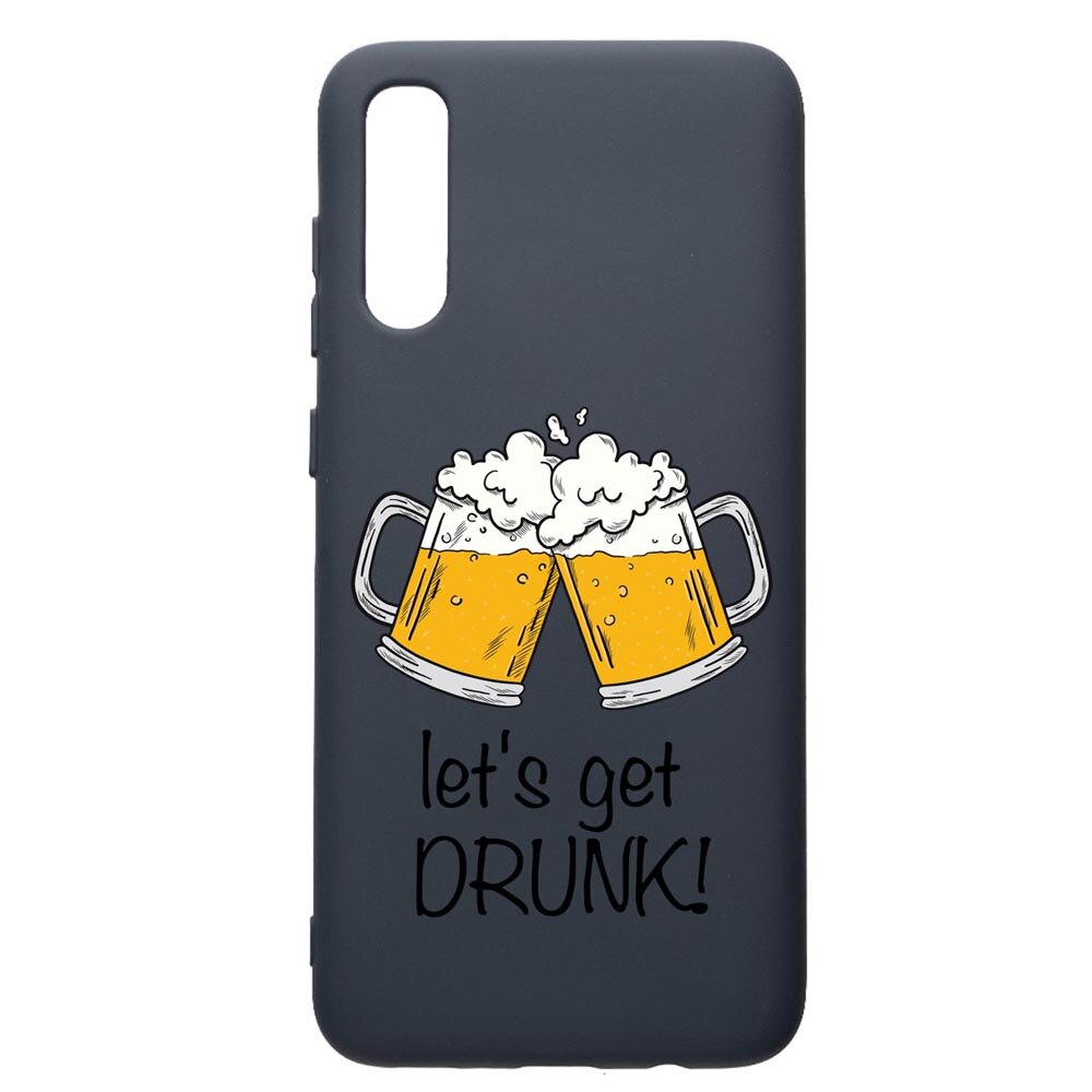 Husa Premium Silicon Compatibila Cu Samsung Galaxy A70, Lets Get Drunk, cu interiorul din material textil, protectie camera, Alaskan Blue, PAB170