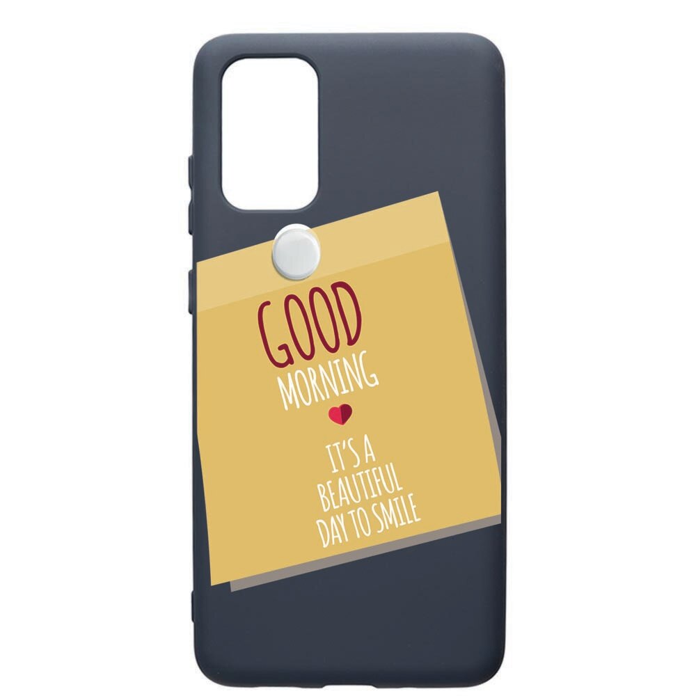 Husa Premium Silicon Compatibila Cu Samsung Galaxy S20 Plus, Sticker Good Morning, cu interiorul din material textil, protectie camera, Alaskan Blue, PAB48