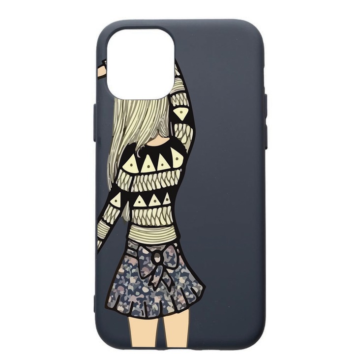 Husa Premium Silicon Compatibila Cu Apple IPhone 12 Pro, Girl, cu interiorul din material textil, protectie camera, Alaskan Blue, PAB187