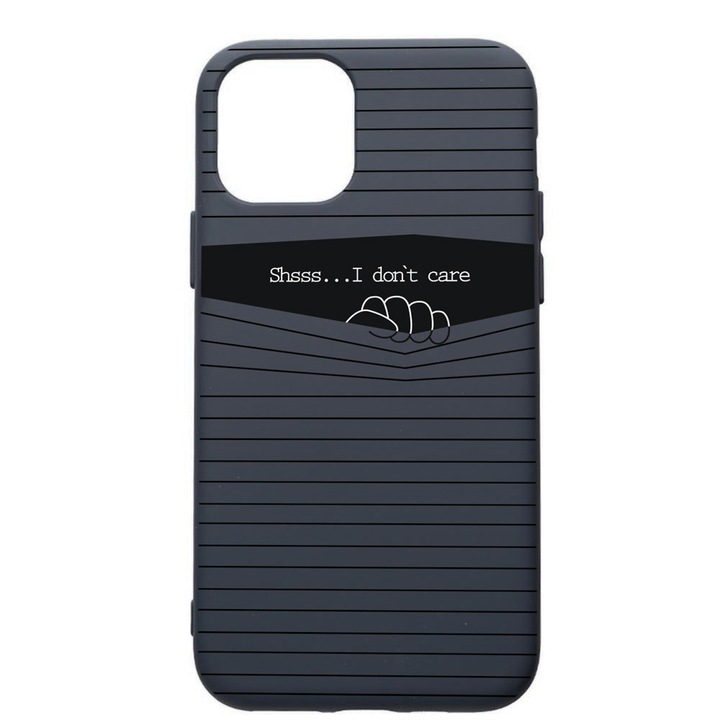 Husa Premium Silicon Compatibila Cu Apple IPhone 12 Mini, I Dont Care, cu interiorul din material textil, protectie camera, Alaskan Blue, PAB36