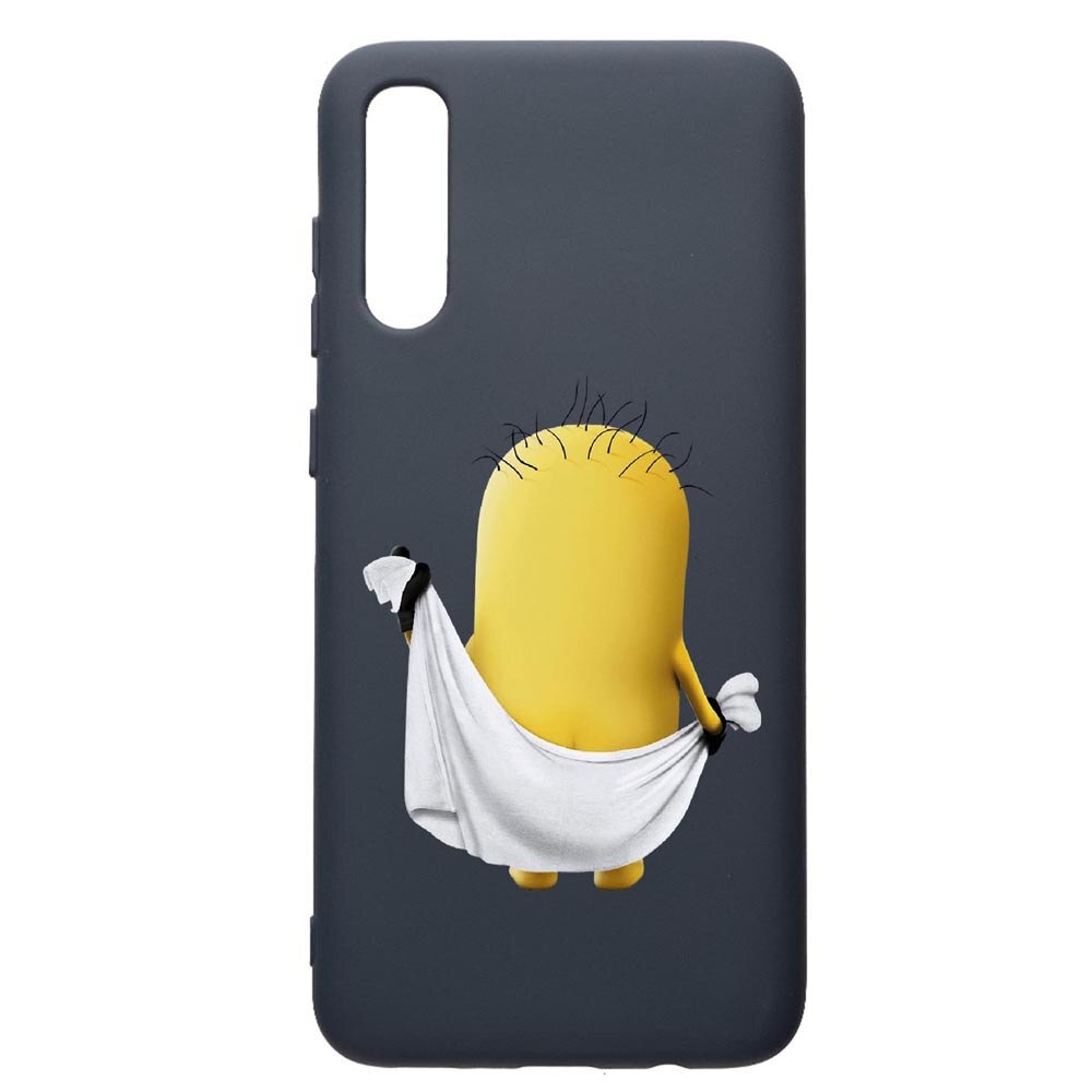 Husa Premium Silicon Compatibila Cu Samsung Galaxy A70, Cartoon Minion, cu interiorul din material textil, protectie camera, Alaskan Blue, PAB219