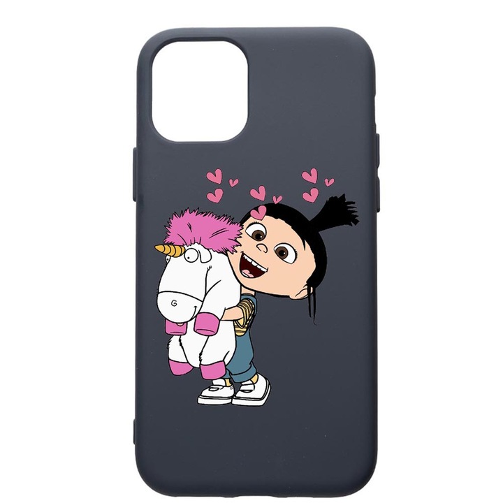 Husa Premium Silicon Compatibila Cu Apple IPhone 12 Mini, Despicable Me, Agnes, cu interiorul din material textil, protectie camera, Alaskan Blue, PAB217