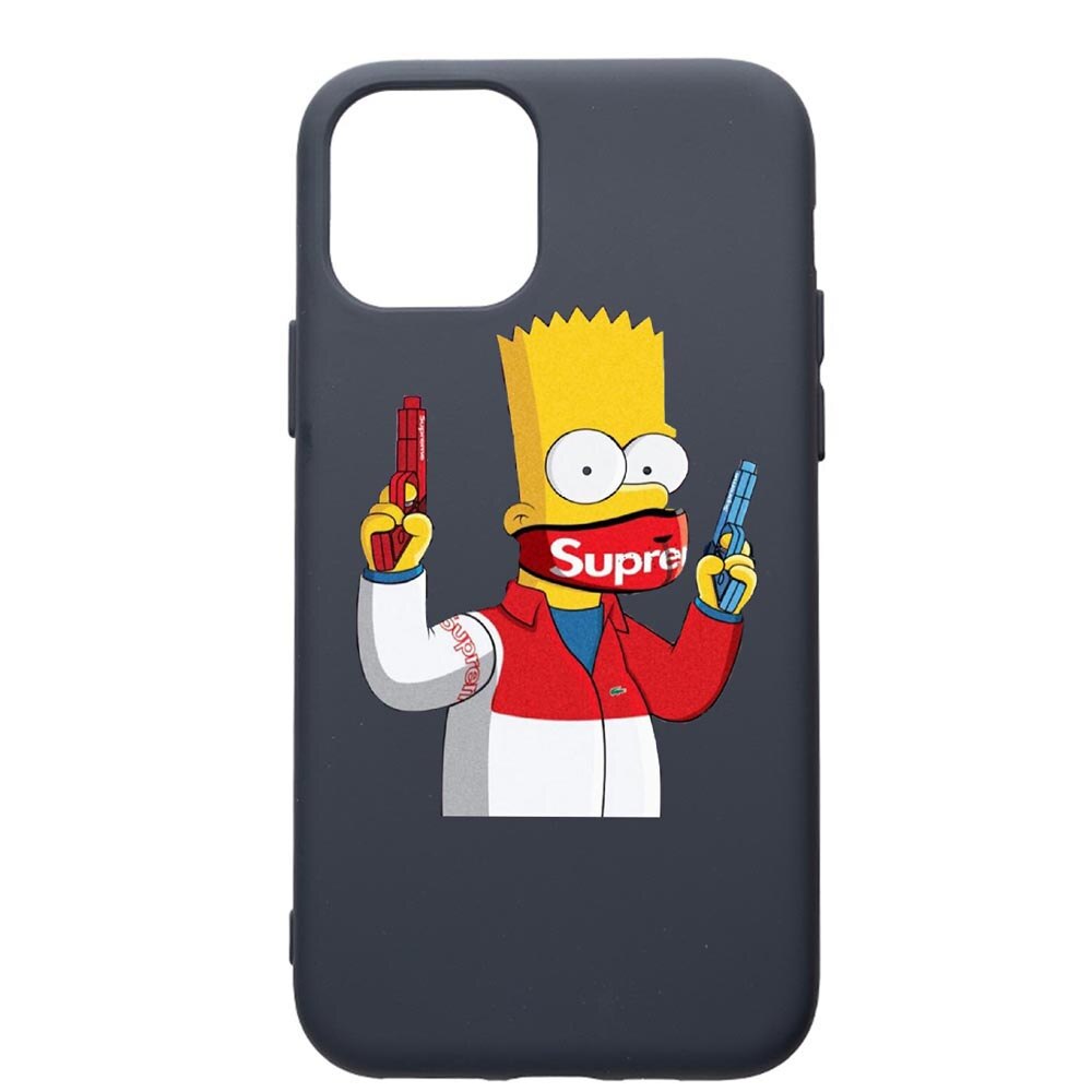 Husa Premium Silicon Compatibila Cu Apple IPhone 12 Pro, Supreme, The Simpsons, cu interiorul din material textil, protectie camera, Alaskan Blue, PAB270