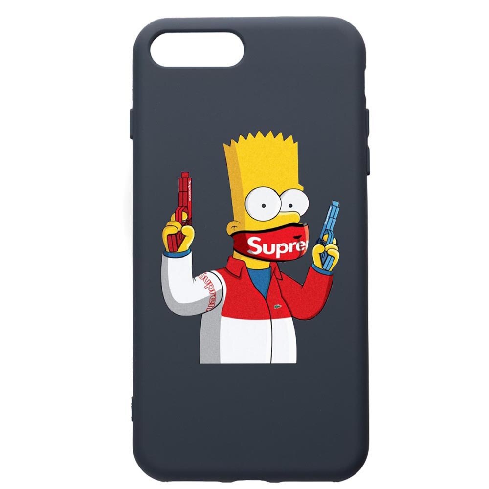 Husa Premium Silicon Compatibila Cu Apple iPhone 8 Plus / iPhone 7 Plus, Supreme, The Simpsons, cu interiorul din material textil, protectie camera, Alaskan Blue, PAB270