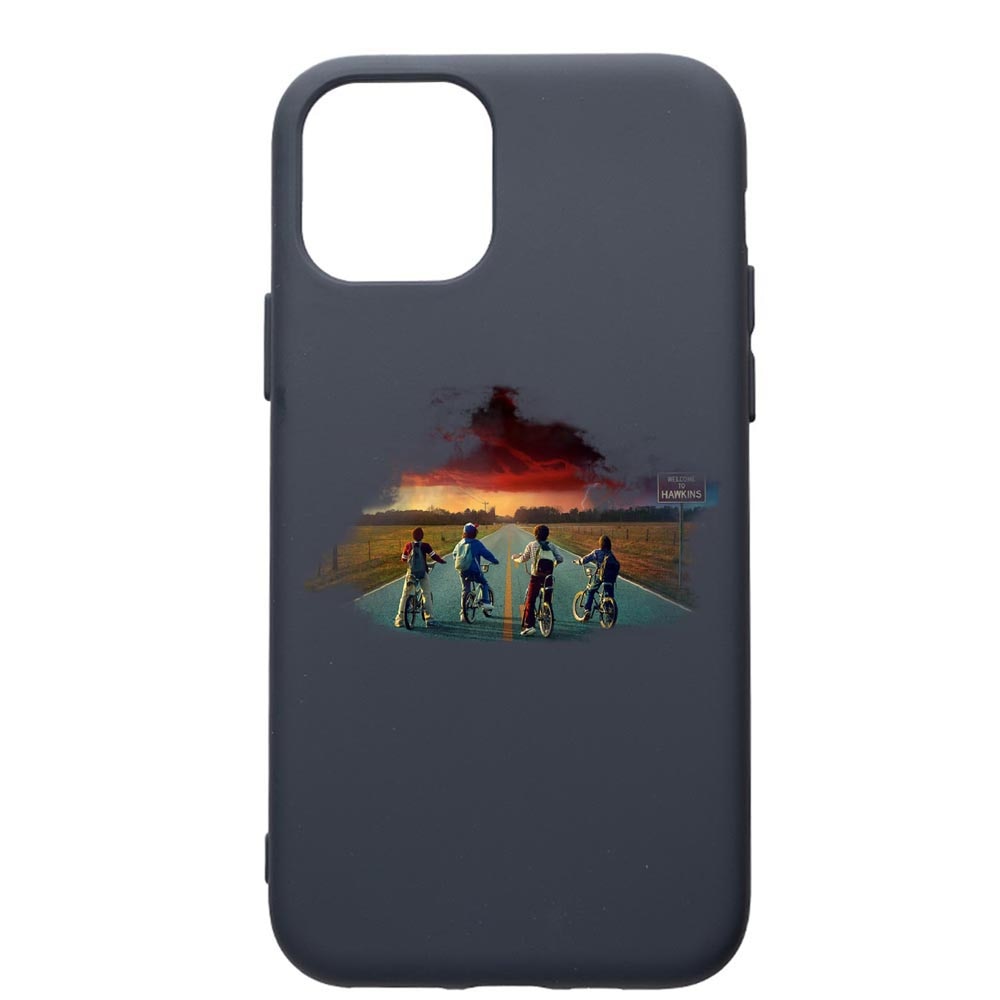 Husa Premium Silicon Compatibila Cu Apple IPhone 12 Mini, Stranger Things, cu interiorul din material textil, protectie camera, Alaskan Blue, PAB278