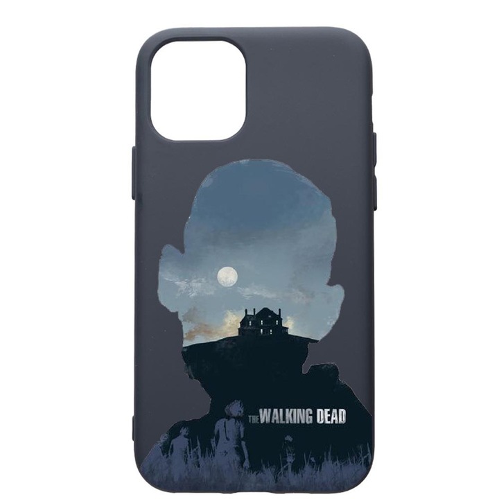 Husa Premium Silicon Compatibila Cu Apple IPhone 12, The Walking Dead, cu interiorul din material textil, protectie camera, Alaskan Blue, PAB303