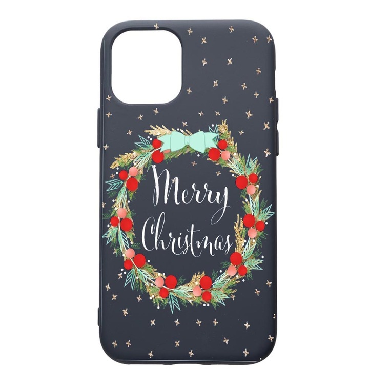 Husa Premium Silicon Compatibila Cu Apple IPhone 12, Xmas, cu interiorul din material textil, protectie camera, Alaskan Blue, PAB312