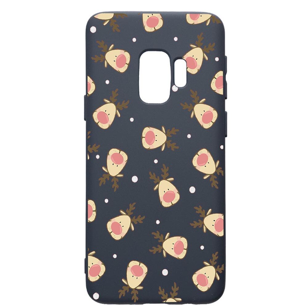 Husa Premium Silicon Compatibila Cu Samsung Galaxy S9, Xmas Reindeer, cu interiorul din material textil, protectie camera, Alaskan Blue, PAB349