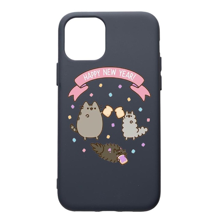 Husa Premium Silicon Compatibila Cu Apple IPhone 12 Pro, Happy New Year, cu interiorul din material textil, protectie camera, Alaskan Blue, PAB356