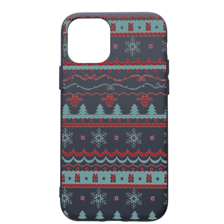 Husa Premium Silicon Compatibila Cu Apple IPhone 12, Xmas, cu interiorul din material textil, protectie camera, Alaskan Blue, PAB321
